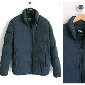 ZARA MAN PUFFER JACKET NAVY BLUE 3918/307